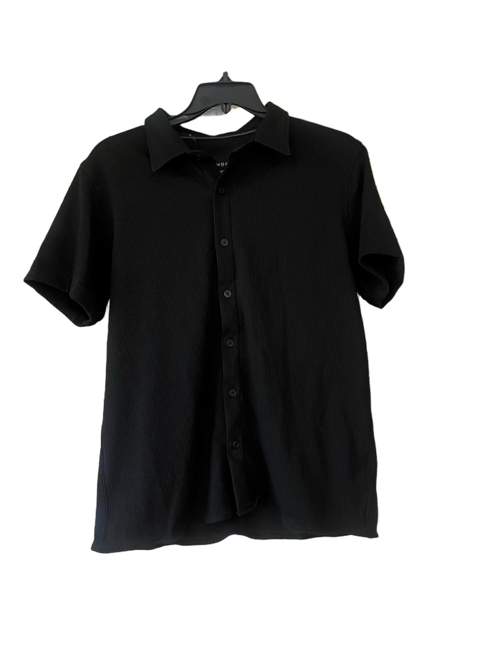 ombré Men's Short-Sleeve Casual Button-Down Shirt in Black